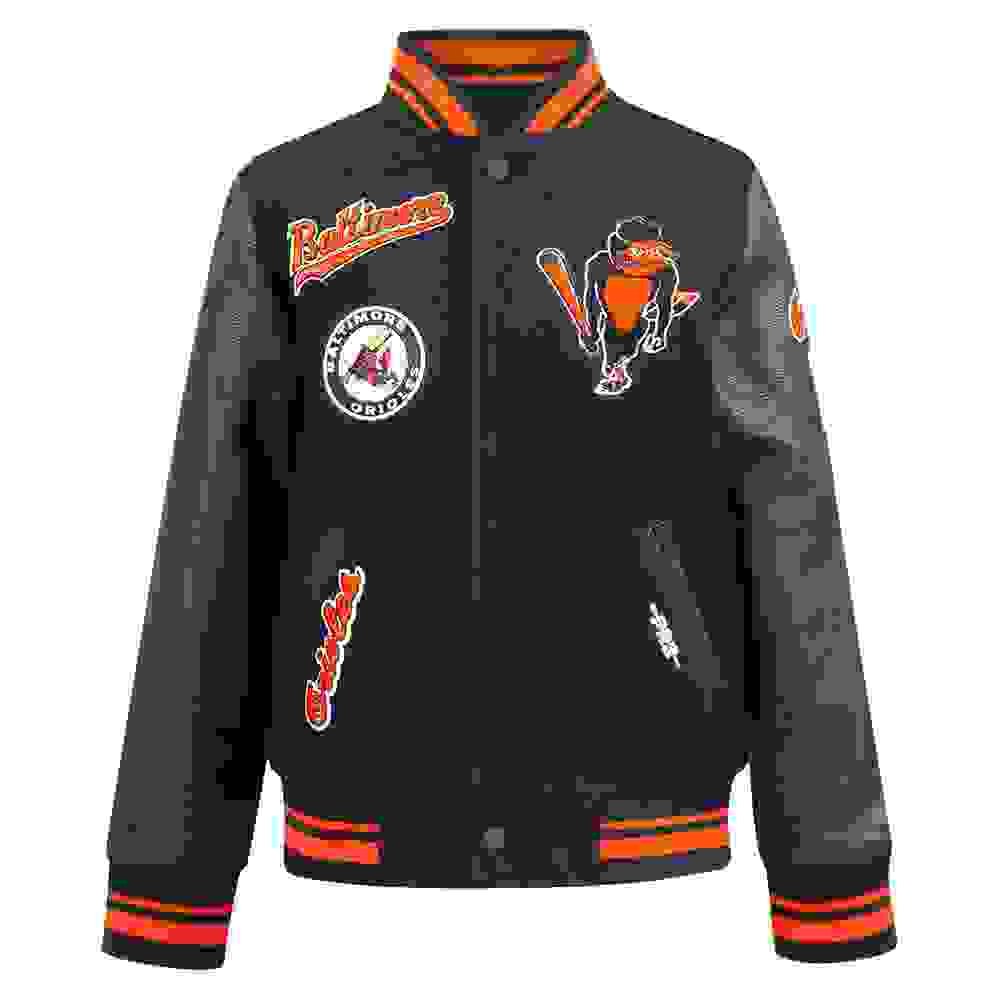 Pro Standard MLB Baltimore Orioles Retro Classic Big Boys' Black Rib Wool Varsity Jacket
